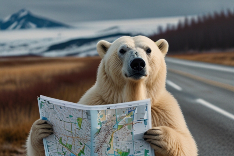 Polar_bear_holding_a_road_map_at_cross_roads